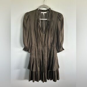 Maje  Pleated Mini Dress khaki small